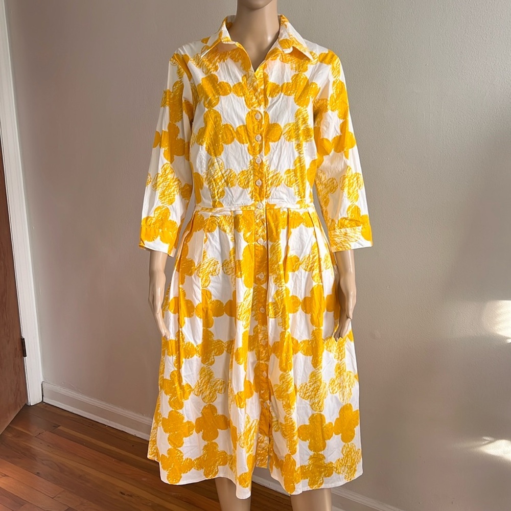SAMANTHA SUNG Button Down Midi Shirt Dress Size 10